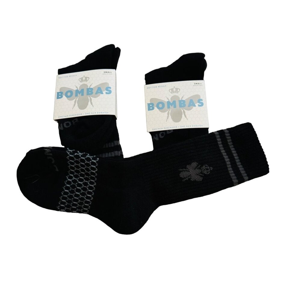 Bombas calf socks size small black honeycomb arch support stay up 3 pack new